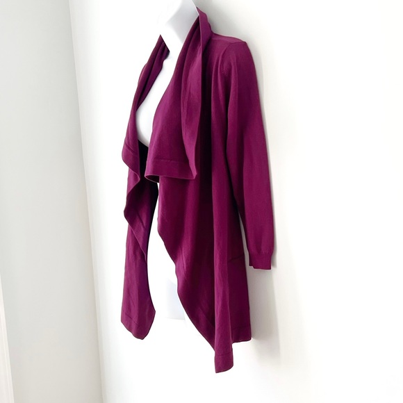 Theory Maritza B New Steady Drape Front Wool Cardigan Sweater Berry Small - Picture 3 of 16